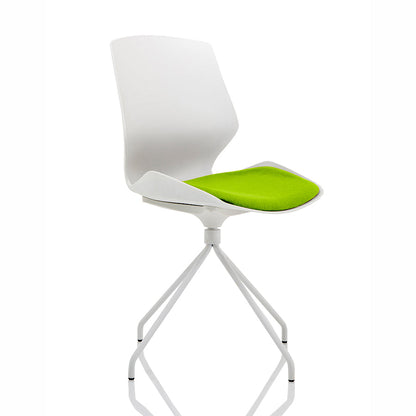 Florence Spindle White Frame Fabric Seat Visitor Chair
