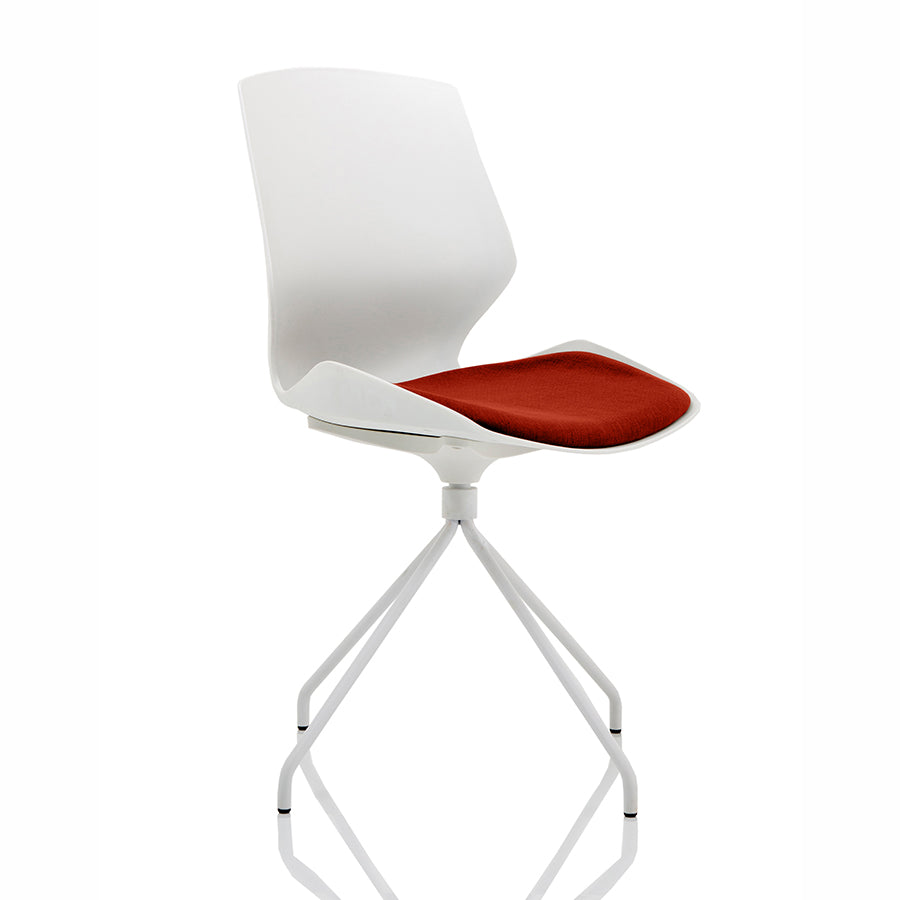 Florence Spindle White Frame Fabric Seat Visitor Chair