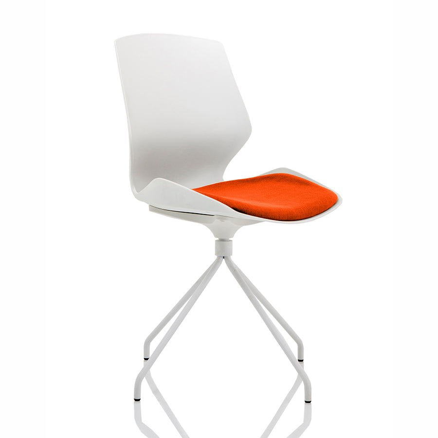 Florence Spindle White Frame Fabric Seat Visitor Chair