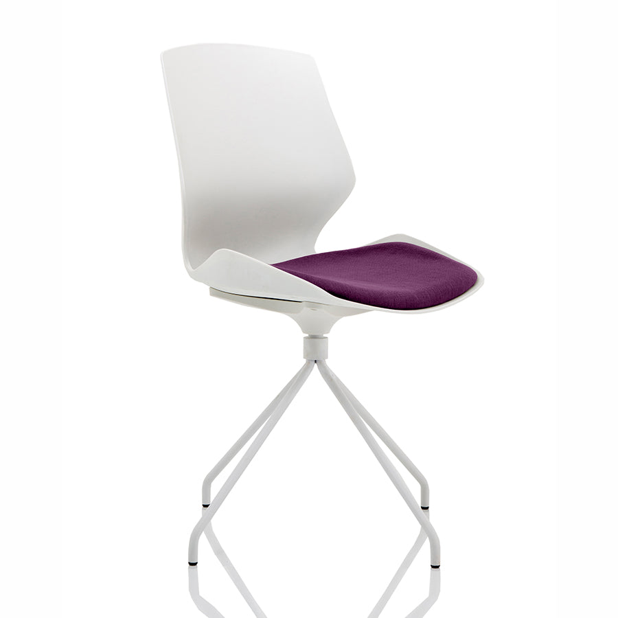 Florence Spindle White Frame Fabric Seat Visitor Chair