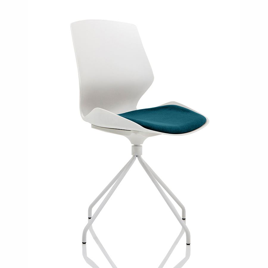 Florence Spindle White Frame Fabric Seat Visitor Chair