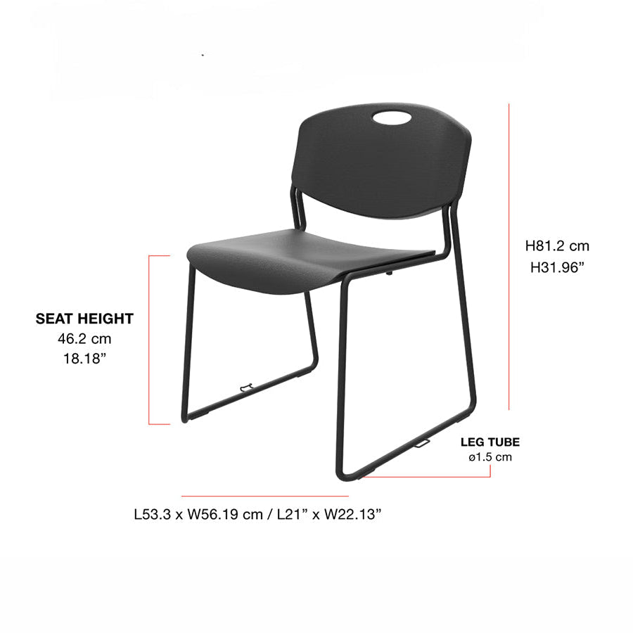 Monza Stacking and Linking Chair Black Dimensions