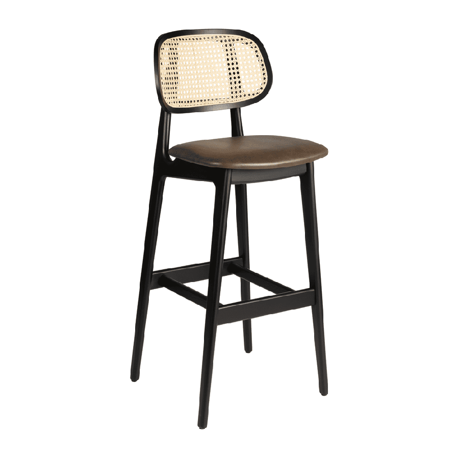 Relish bar Stool with Natural Cane Back and Lascari Seat Pad