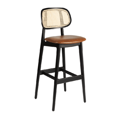 Relish bar Stool with Natural Cane Back and Lascari Seat Pad