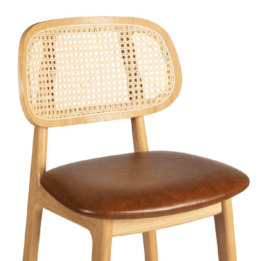 Relish bar Stool with Natural Cane Back and Lascari Seat Pad