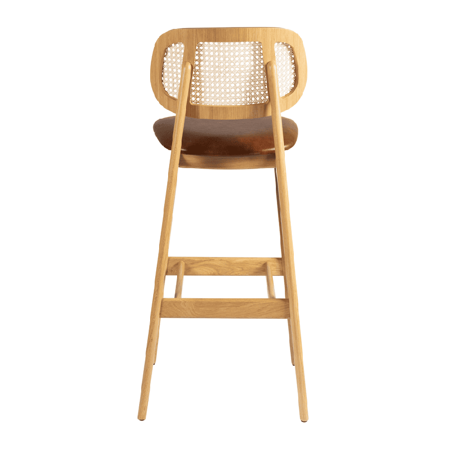 Relish bar Stool with Natural Cane Back and Lascari Seat Pad