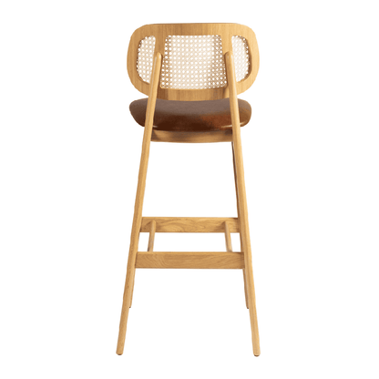 Relish bar Stool with Natural Cane Back and Lascari Seat Pad