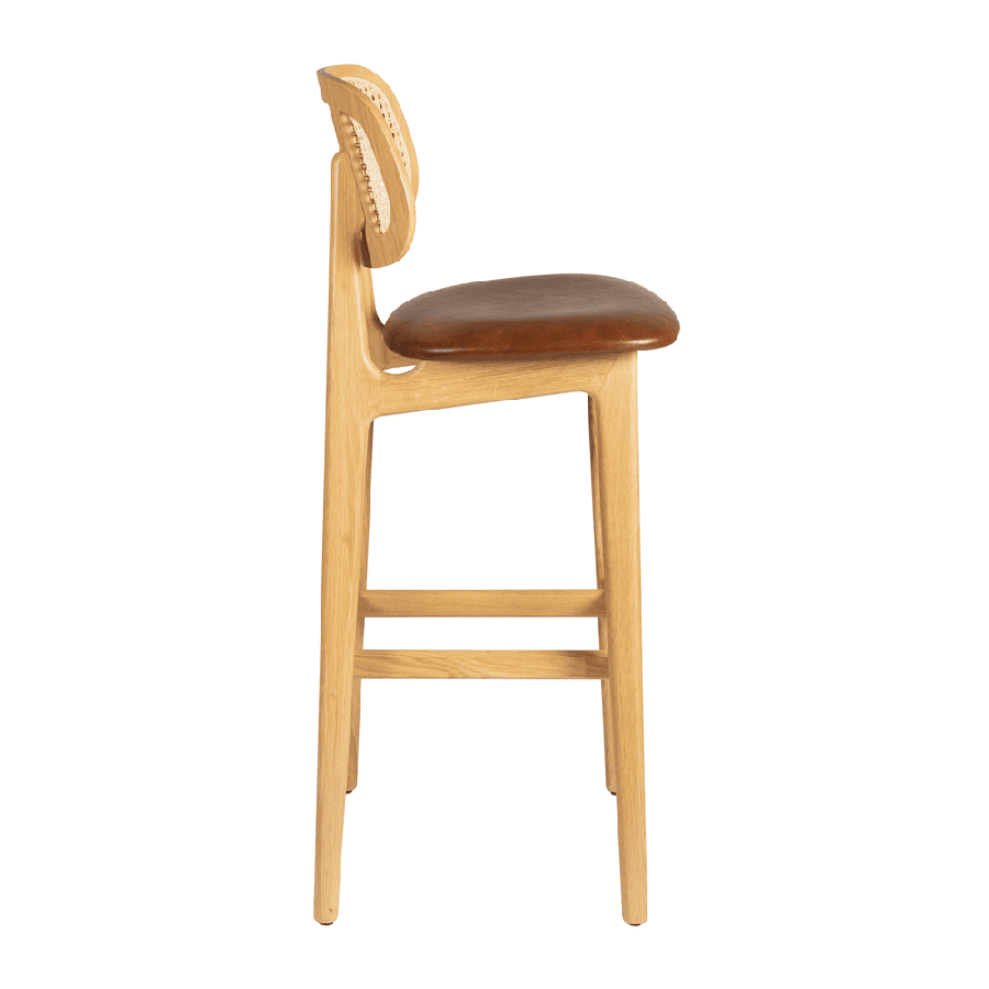 Relish bar Stool with Natural Cane Back and Lascari Seat Pad
