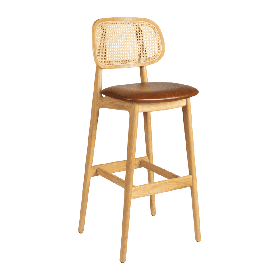 Relish bar Stool with Natural Cane Back and Lascari Seat Pad
