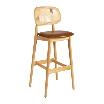 Relish bar Stool with Natural Cane Back and Lascari Seat Pad