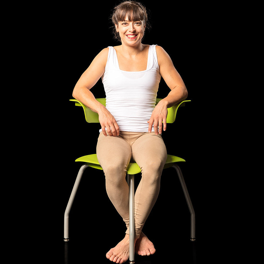 Ruckus 4 Leg Chair with glides starlight silver frame with zesty lime seat and back lifestyle image 5