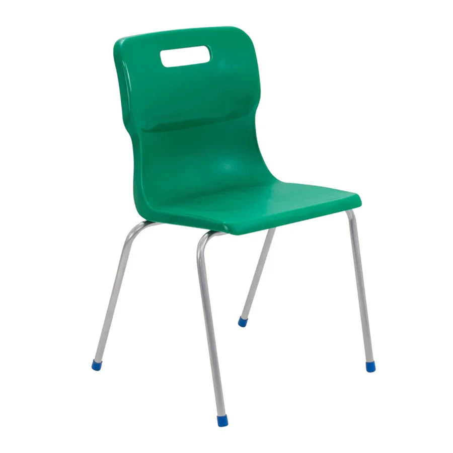 Titan 4 Leg Chair with Steel Frame and Green Polypropylene Seat Size Mark 6 SH460mm