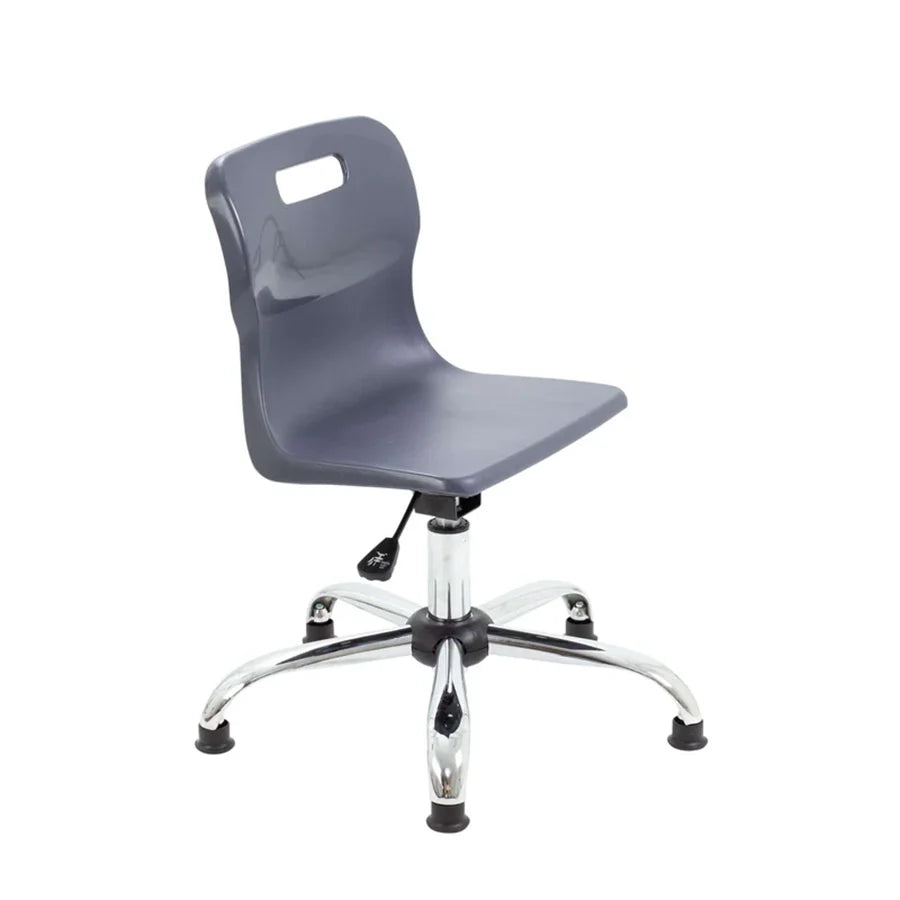 Titan Junior Swivel Chair with Chrome Base on Glides Charcoal Polypropylene Seat