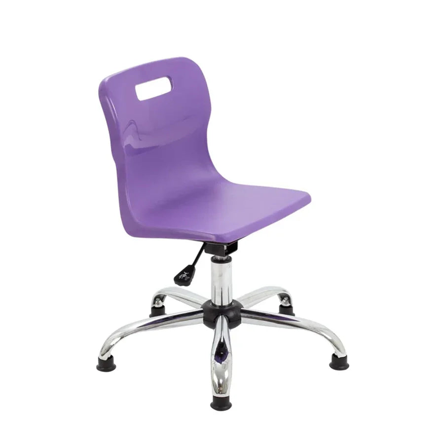 Titan Junior Swivel Chair with Chrome Base on Glides Purple Polypropylene Seat