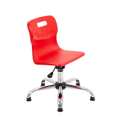 Titan Junior Swivel Chair with Chrome Base on Glides Red Polypropylene Seat