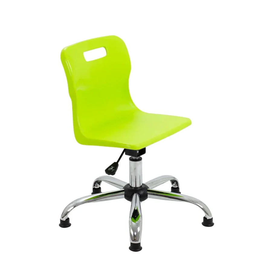 Titan Junior Swivel Chair with Chrome Base on Glides Yellow Polypropylene Seat