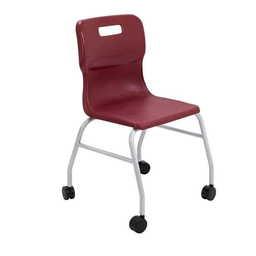 Titan Move 4 Leg Chair with Castors Burgundy