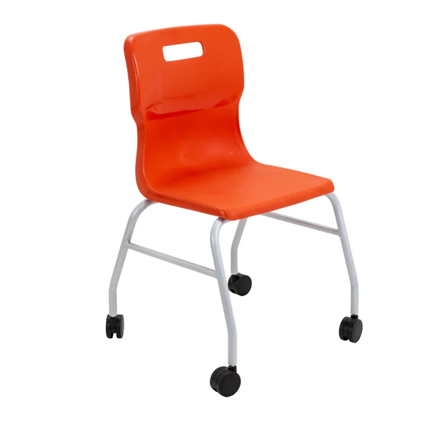 Titan Move 4 Leg Chair with Castors Orange