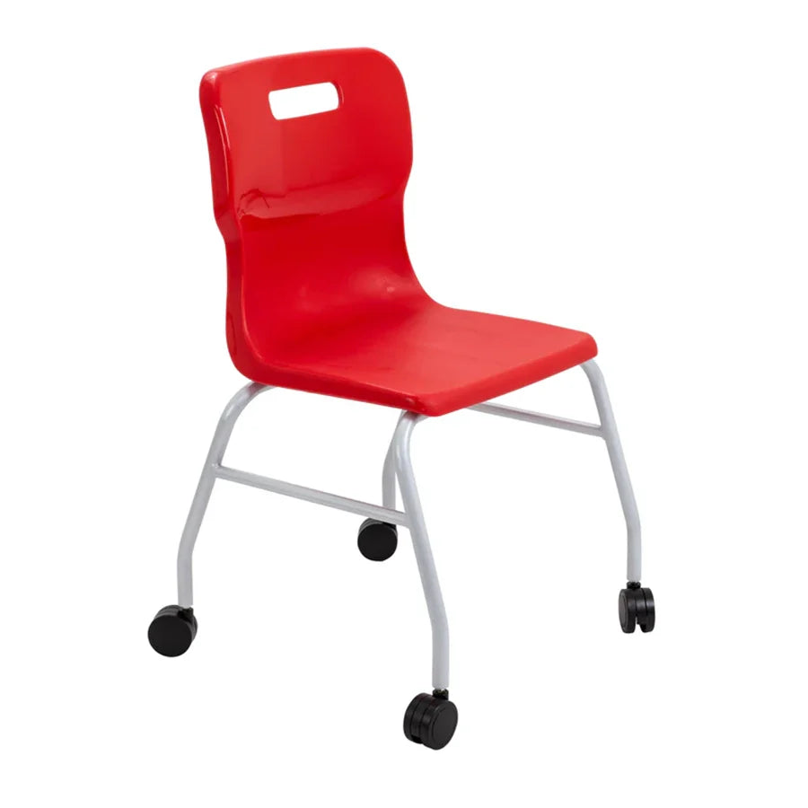 Titan Move 4 Leg Chair with Castors Red