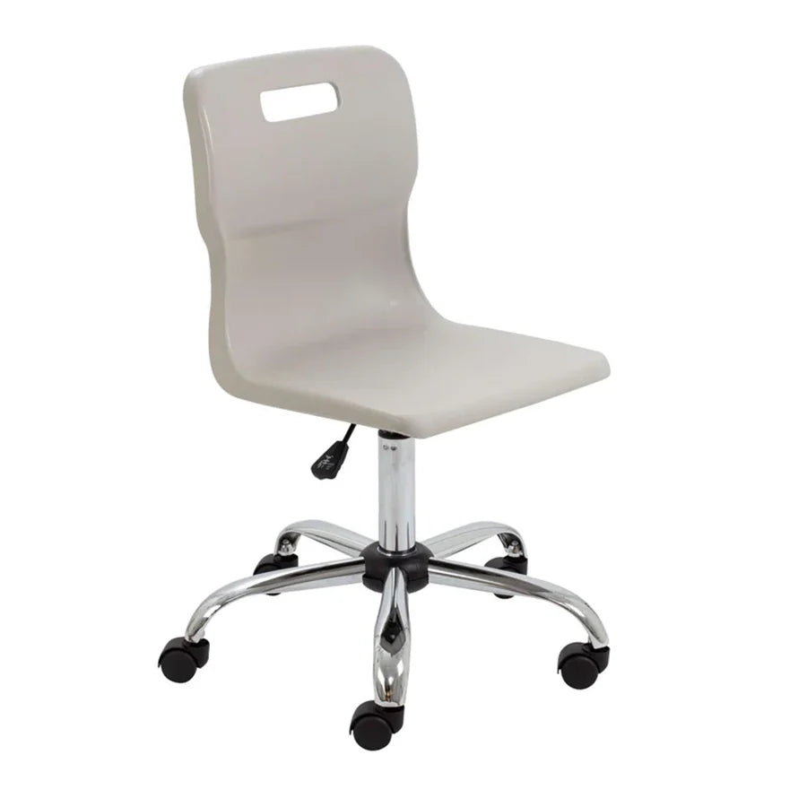 Titan Senior Swivel Chair with Chrome Base on Castors Grey Polypropylene Seat