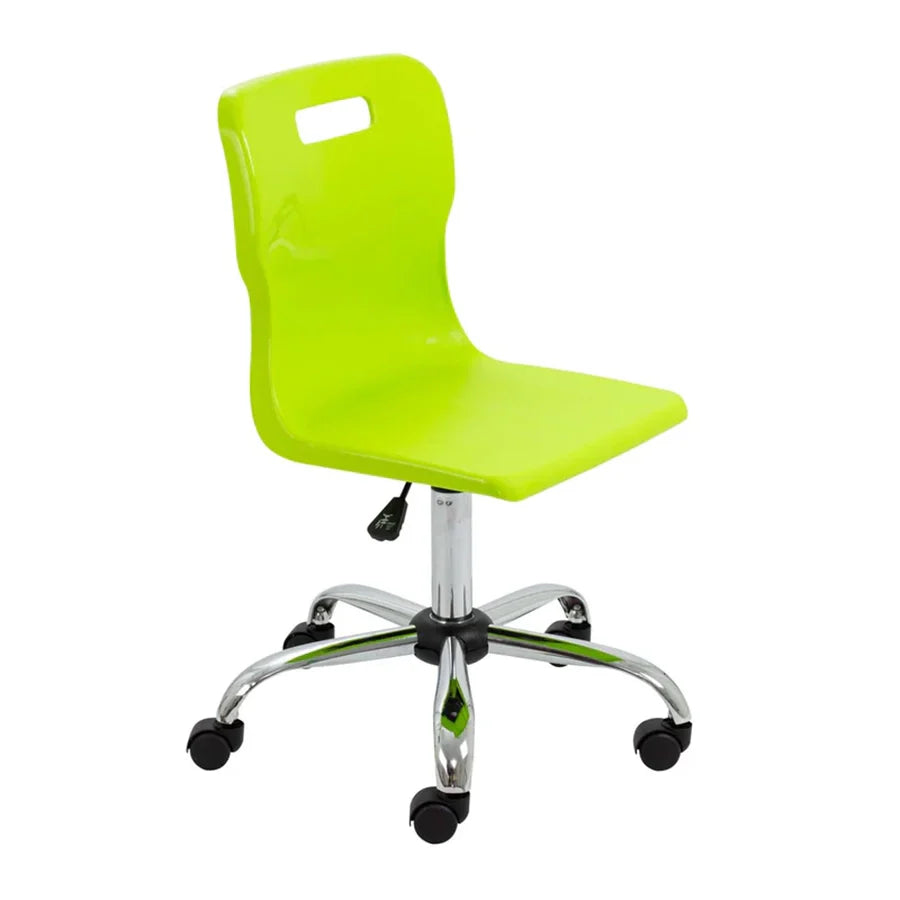 Titan Senior Swivel Chair with Chrome Base on Castors Lime Polypropylene Seat