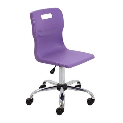 Titan Senior Swivel Chair with Chrome Base on Castors Purple Polypropylene Seat