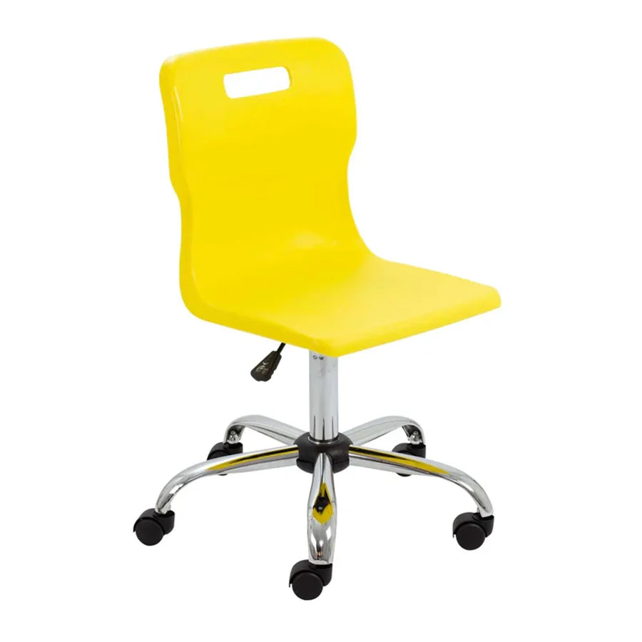 Titan Senior Swivel Chair with Chrome Base on Castors Yellow Polypropylene Seat