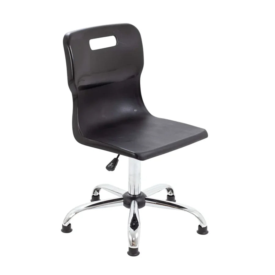 Titan Senior Swivel Chair with Chrome Base on Glides Black Polypropylene Seat