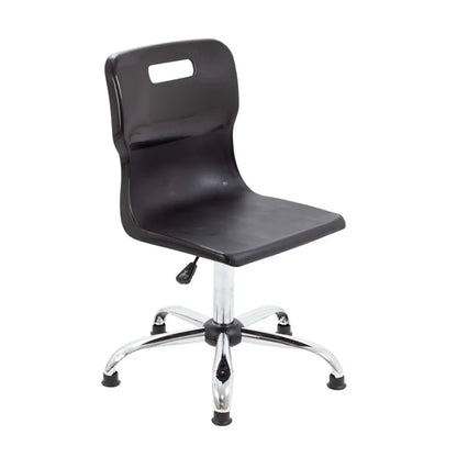 Titan Senior Swivel Chair with Chrome Base on Glides Black Polypropylene Seat