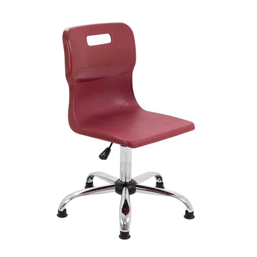 Titan Senior Swivel Chair with Chrome Base on Glides Burgundy Polypropylene Seat