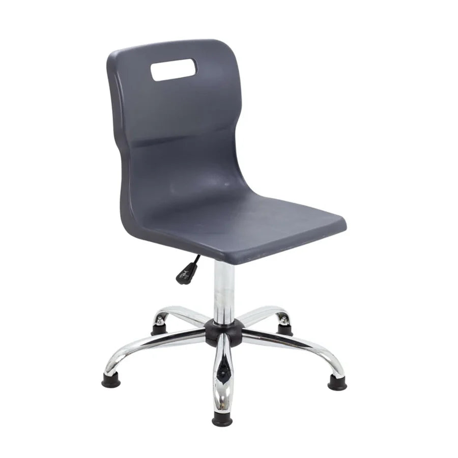 Titan Senior Swivel Chair with Chrome Base on Glides Charcoal Polypropylene Seat