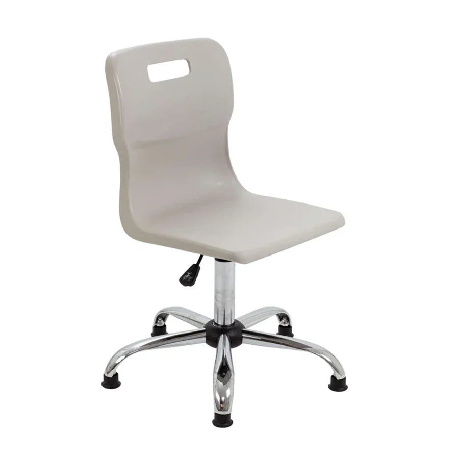 Titan Senior Swivel Chair with Chrome Base on Glides Grey Polypropylene Seat