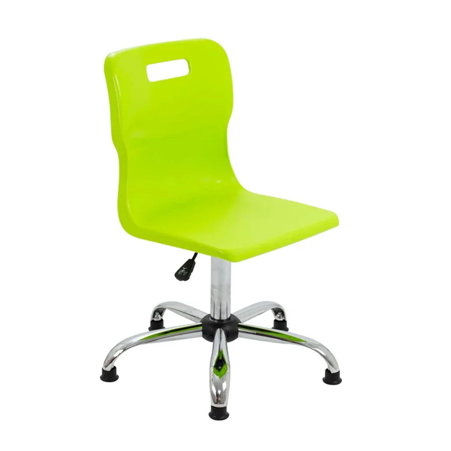 Titan Senior Swivel Chair with Chrome Base on Glides Lime Polypropylene Seat