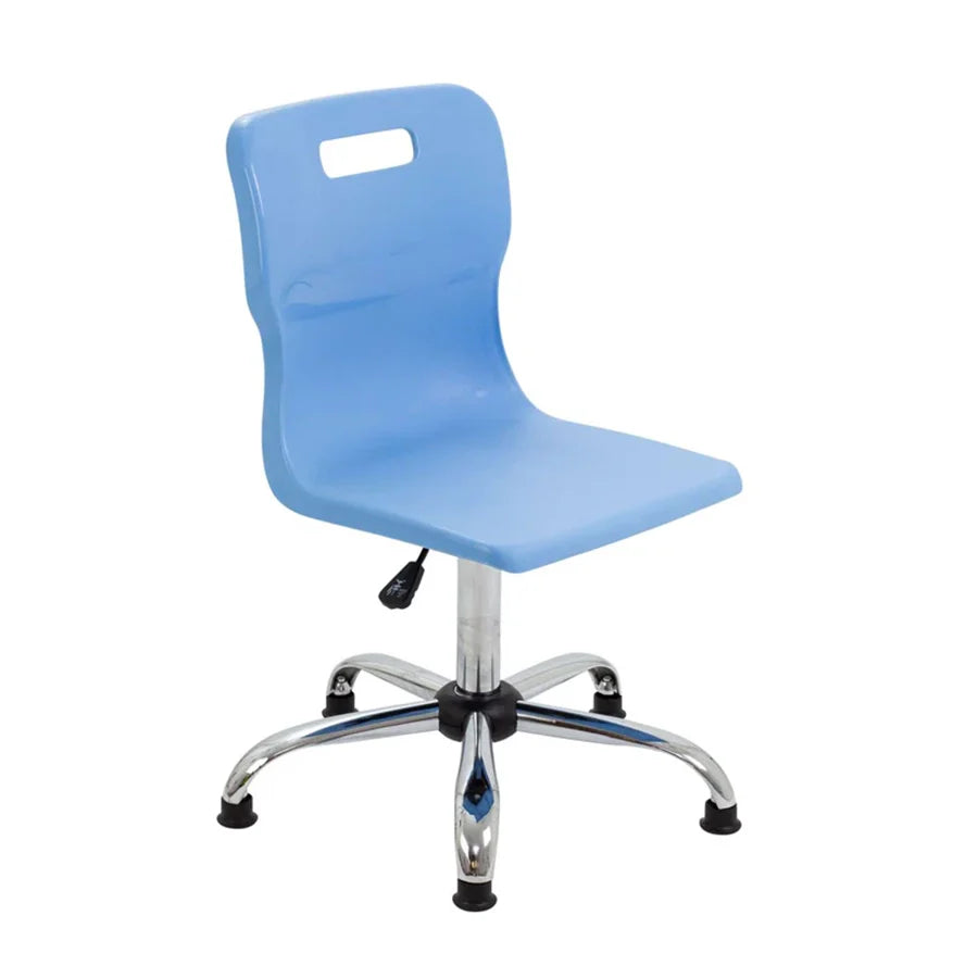 Titan Senior Swivel Chair with Chrome Base on Glides Sky Blue Polypropylene Seat