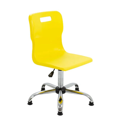 Titan Senior Swivel Chair with Chrome Base on Glides Yellow Polypropylene Seat