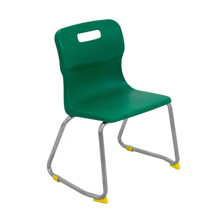 Titan Skid Base Chair with Steel Frame and Green Polypropylene Seat Size Mark 3 SH350mm