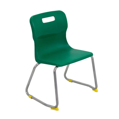 Titan Skid Base Chair with Steel Frame and Green Polypropylene Seat Size Mark 3 SH350mm