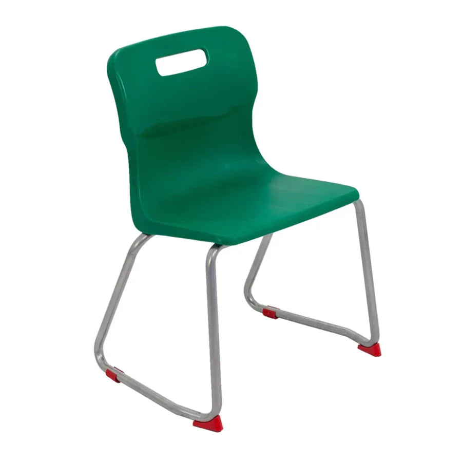 Titan Skid Base Chair with Steel Frame and Green Polypropylene Seat Size Mark 4 SH380mm