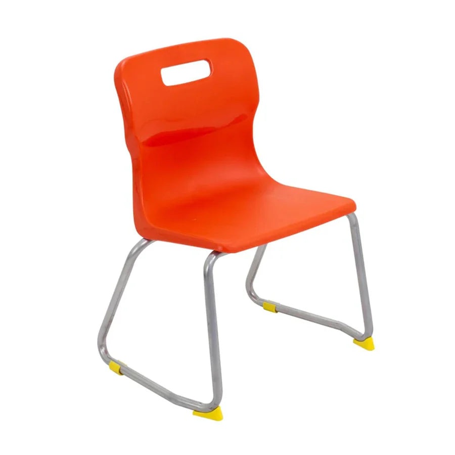 Titan Skid Base Chair with Steel Frame and Orange Polypropylene Seat Size Mark 3 SH350mm