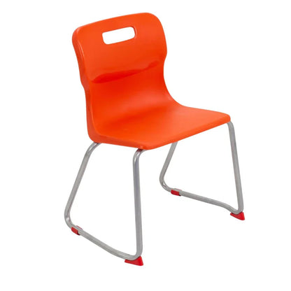 Titan Skid Base Chair with Steel Frame and Orange Polypropylene Seat Size Mark 4 SH380mm