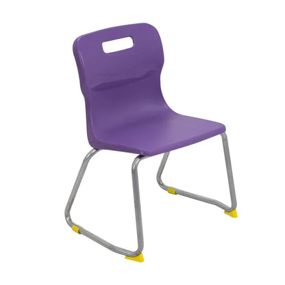 Titan Skid Base Chair with Steel Frame and Purple Polypropylene Seat Size Mark 3 SH350mm