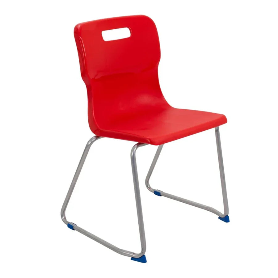 Titan Skid Base Chair with Steel Frame and Red Polypropylene Seat Size Mark 6 SH460mm
