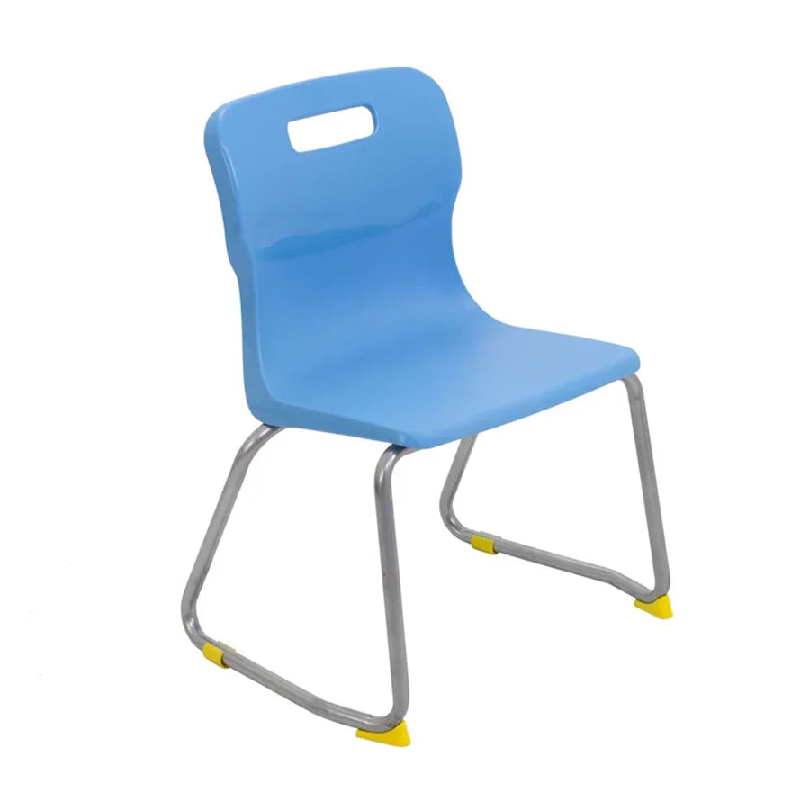 Titan Skid Base Chair with Steel Frame and Sky Blue Polypropylene Seat Size Mark 3 SH350mm