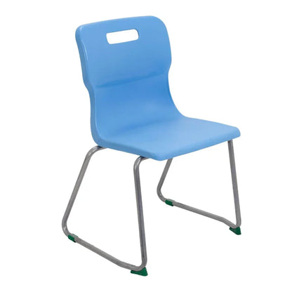 Titan Skid Base Chair with Steel Frame and Sky Blue Polypropylene Seat Size Mark 5 SH430mm