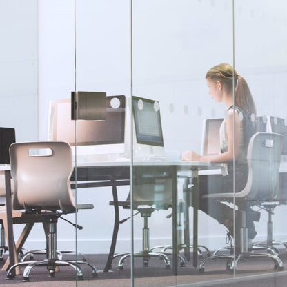 Titan Swivel Chair with Chrome Base with grey seat Office Lifestyle Image