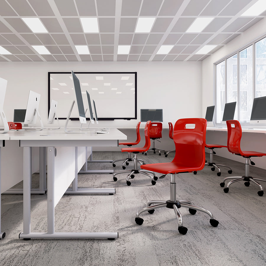 Titan Swivel Chair with Chrome Base with red seat IT Lifestyle Image