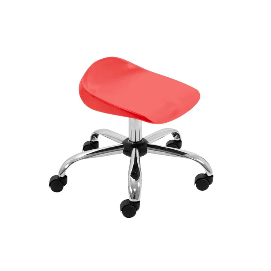Titan Swivel Stool with Chrome Base Junior Red on Castors